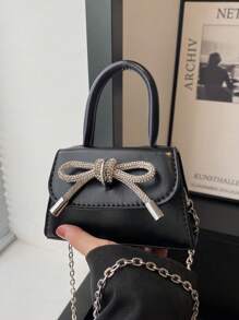 Women's Fashion Textured Bowknot Handbag
