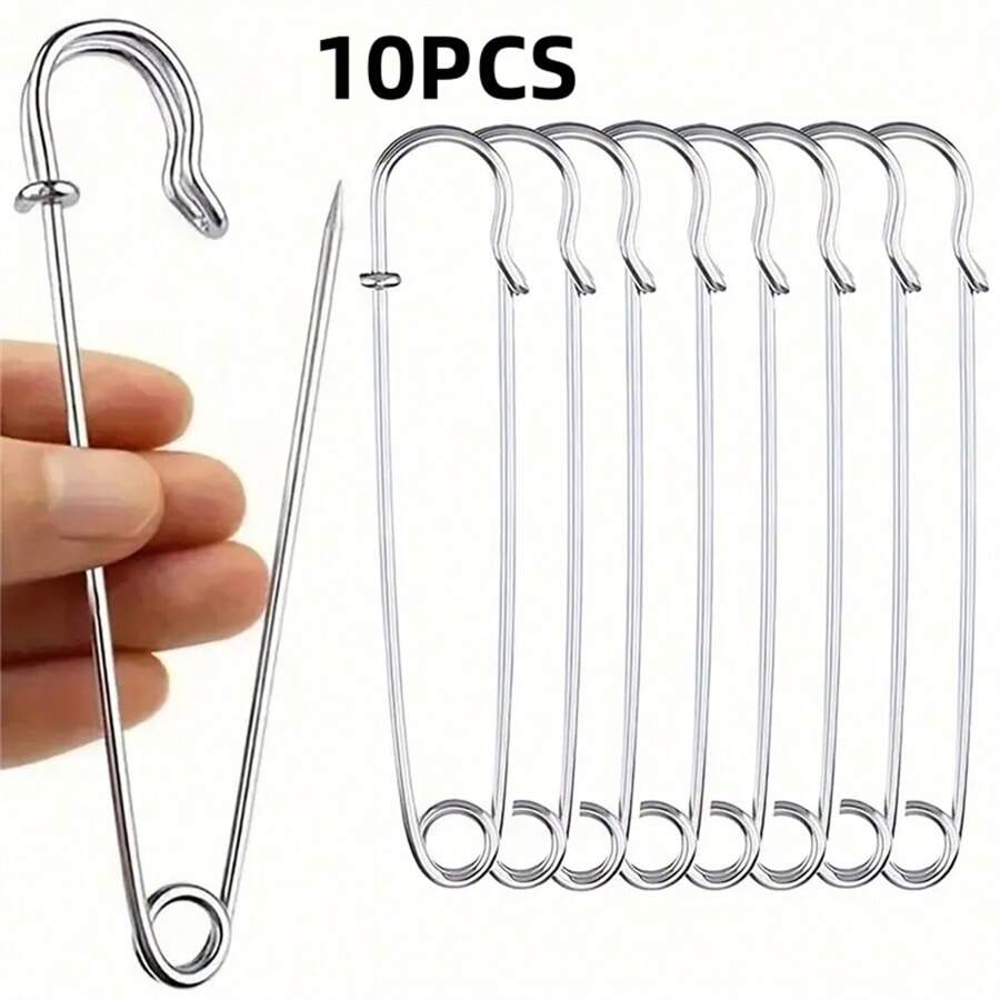 10 件套不锈钢别针 - 耐用、尺寸多样、弹簧锁别针套装，适用于缝纫、绗缝、毛毯、DIY 时尚、家居装饰和工艺品 - 多功能缝纫配件 服装配件 衣服别针 包饰背包 学校办公室配件 衬衫夹克珠宝 圣诞节万圣节衣服别针 有趣可爱的教师礼物