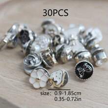 30pcs/Packet Women Shirt Brooch Pins, Decorative Novelty Sew-Free Snap Buttons, Mixed Plastic & Metal Fashion Fasteners, Removable Invisible Pins For Shirts, Cardigans & Clothing Accessories - Multicolor - View 4