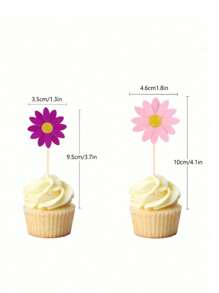 5pcs/10pcs/8pcs/6pcs/1set, 3D Multi-Layer Cake Decoration With Daisies; Mother's Day Cake Decoration With Small Flowers On Bamboo Skewers; Birthday Party Gathering With Bright Flowers On Bamboo Skewers; Random Color Shipping.