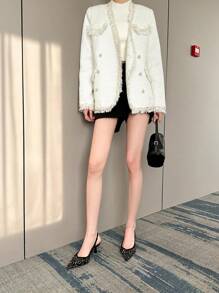 Women's Fashionable Versatile Commuter High Heel Shoes With Ankle Strap - Black - View 7