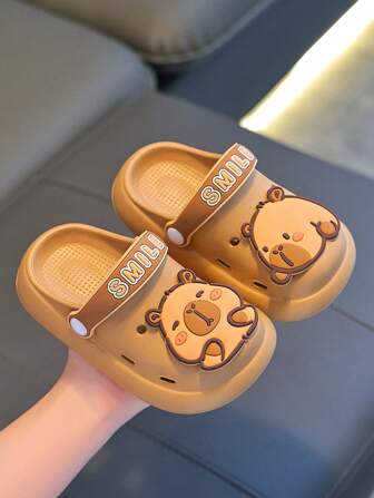1 Pair Kids Eva Hollow Out Clogs Style Summer Slippers, Boy Shower Soft Bottom Anti-Slip