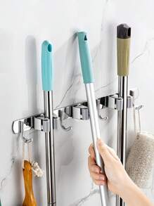 1 szt. uchwyt na mopa i miotłę, hak ścienny, wielofunkcyjny mocny klips do przechowywania narzędzi łazienkowych, wieszak na miotły, stojak na narzędzia do przechowywania mopa, wytrzymałe haki użytkowe ze stali nierdzewnej do domu, kuchni, ogrodu, pralni, garażu, szafy, klips do mopa ze stali nierdzewnej 304, wielofunkcyjny wieszak bez wiercenia, hak na mopa, stojak do przechowywania miotły w łazience, narzędzia do odchwaszczania ogrodu