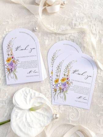 50 件/75 件 4x6 英寸，花朵婚宴活动座位卡，婚礼派对桌装饰感谢卡拱门设计。