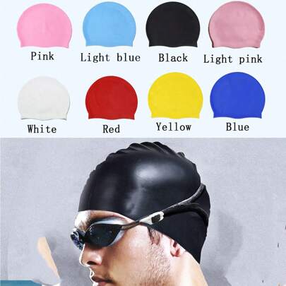1 pieza Gorro de natación de silicona, gorro de natación impermeable y cómodo unisex, equipo de piscina, artículos esenciales de playa, accesorios de playa, flotador de piscina