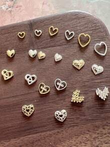 1 Pack Metal Jewelry Nail Art Accessories Heart 3D Nail Decorations