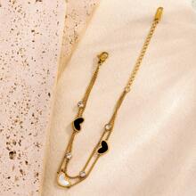 1pc/5pcs Stainless Steel Dainty Diamond-Studded Tree Of Life Bracelet For Women, Minimalist Style