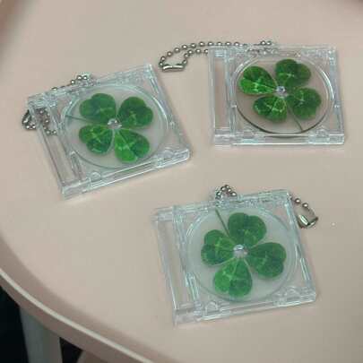 四叶草迷你 CD 盒吊坠手机壳装饰链，学校用品，返校