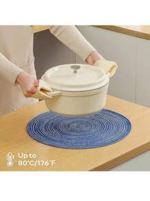 4/6/8 Pcs 15-Inch Round Woven Placemats, Washable Kitchen Table Mats For Family Gathering, Wedding Party (Navy Blue) - Royal Blue - View 2