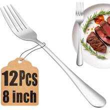 16-Piece 8 Inches Stainless Steel Dinner Forks Set,16 Pieces Dishwasher Friendly Stainless Steel Table Fork For Home, Main Forks Set,School Supplies