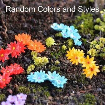 15pcs Random Colors And Styles Miniature Miniature Flowers Moss Bonsai DIY Crafts Fairy Garden Landscape Decoration