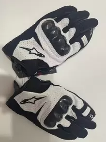 Alpinestars SMX-1 AIR V2 摩托车手套，超细纤维皮革碳纤维材质，适用于骑行、摩托车、越野摩托车、自行车，透气防护，耐磨，触屏操作，男女通用 - 白色 - 查看 4