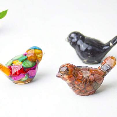 [Mini Lucky Crystal Bird]Handmade Resin Bird Ornament | Natural Energy Stone Decor For Happiness & Harmony | Feng Shui Home Office Desk Decor | Unique Birthday Christmas Gift For Family