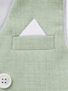 四件套男童正装，适合学校、婚礼、派对等场合，包括双排扣马甲、长裤、长袖衬衫和领带。 - 綠色 - 查看 8