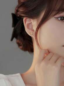 1 对 925 纯银不对称镂空胡萝卜兔耳钉，可爱简约甜美耳环，适合女性日常佩戴，百搭可爱的珠宝礼物 - 兔子 - 查看 8