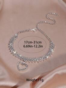 1 件镂空水钻心形吊坠脚链，优雅适合派对、婚礼、生日、日常佩戴 - 鏤空愛心 - 查看 3