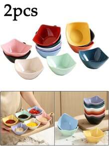 2 件小甜点碗、可堆叠蘸酱碗、迷你蘸酱碟、酱汁碟、酱油调味盘、牢不可破的蘸酱碟，用于番茄酱、烧烤、寿司、派对、厨房、厨房、学校用品
