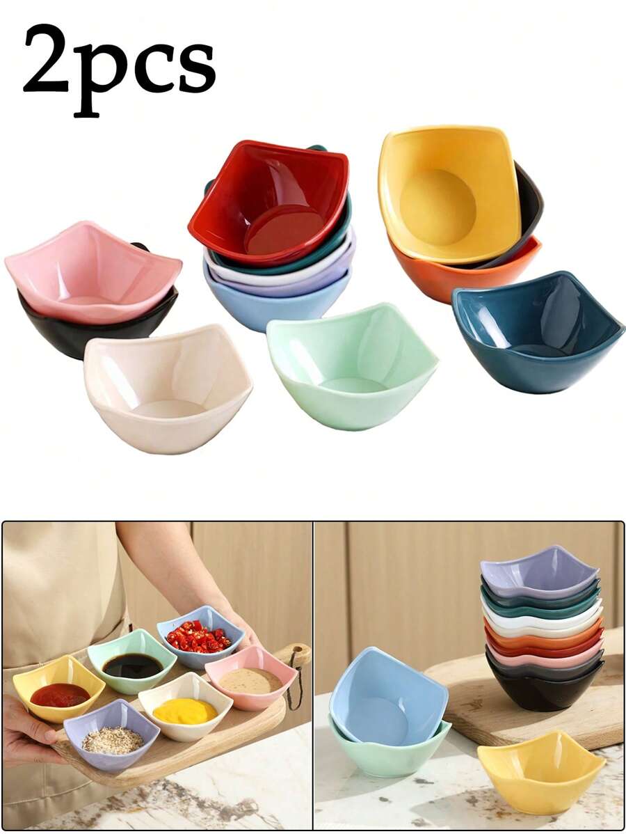 2 件小甜点碗、可堆叠蘸酱碗、迷你蘸酱碟、酱汁碟、酱油调味盘、牢不可破的蘸酱碟，用于番茄酱、烧烤、寿司、派对、厨房、厨房、学校用品