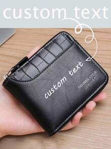 1 pieza Billetera personalizada con nombre para hombres, billetera de PU corta personalizada para hombres, billetera simple y portátil para tarjetas de crédito/ID, billetera de monedas con múltiples ranuras de moda para hombres, regalo ideal para compañeros de clase, novios, esposos, padres, ceremonia de graduación, Día de San Valentín, aniversario, Día del Padre