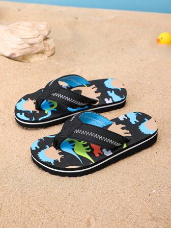 1 Pair Kids Cartoon Animal EVA Foam Outdoor Non-Slip Fashion Flip Flops, Cute Bathroom Slippers