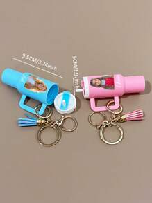 Personalized Mini Cup Keychain Pendant, Custom And Name, Making It A Unique Accessory Pendant, Including Storage Space, Portable Bag Pendant, Lipstick Storage, Portable Perfume Storage, Perfect Back-To-School And Gift Options,Customized Keychains & Accessories,Street Casual Chic,Apparel Accessories,Halloween Edit,Boyfriend,Girlfriend,Family,Friends,Trinkets, Vintage Leather - Multicolor - View 8
