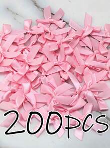 (200 Stücke/4 Packungen) 4 cm bunte Schleifen für Geschenkdekoration und zum Herstellen von Haarspangen und Haarschmuck, Valentinstag - Pink - Übersicht 2