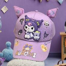 Sanrio 1 Stück Sanrio Cool Kuromi Hut, neuer süßer Cartoon-Charakter Baseball Cap, verstellbarer Sonnenhut für Damen, Sonnenschutz Hut, Baseball Mütze, UV-Schutz, maschinenwaschbar, Marke: Sanrio