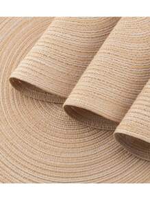 4 件/6 件/8 件/15 英寸圆形编织餐垫套装，可洗，适合家庭聚会、婚礼、派对（卡其色） - 卡其色 - 查看 7