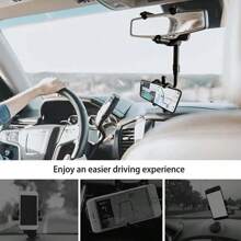 1 pieza Soporte ajustable y giratorio 360° para teléfono con espejo retrovisor multifunción, para conducir, soporte extensible para teléfono, accesorio esencial para el automóvil compatible con iPhone, teléfonos Android, regalo para cumpleaños, familia, amigos, accesorios para automóvil, soporte para teléfono de automóvil
