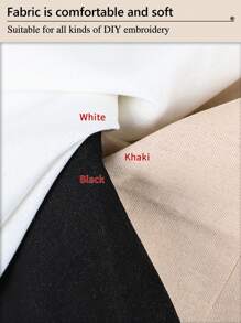 2 peças de tecido bordado à mão bege/cáqui/preto, tecido bordado uniformemente costurado com maciez média e superfície limpa, ideal para artesanato faça você mesmo