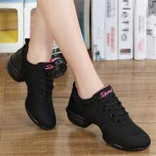 Women's Dance Shoes, Breathable Mesh Dance Sneakers For Modern Dance, Fitness, Yoga, All Season - Black - View 3