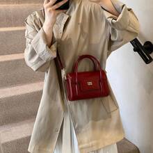 New Autumn And Winter Solid Color Handbag Niche Design Fashionable Letter Versatile Crossbody Bag Classic Atmospheric Adjustable Shoulder Strap Shoulder Bag Suitable For Dating, Going Out Shopping And Commuting. - Burgundy - View 2