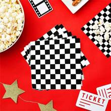 20pcs Black & White Checkered Disposable Napkins - 33.02x33.02 Cm, Perfect For Weddings, Parties, And Holiday Celebrations,Universal Holiday General Fit ,Checkered Flag Napkins Race Car Birthday Party Supplies Disposable Racing Party Napkins