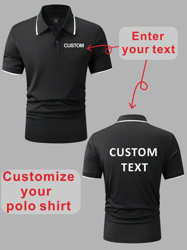 [Custom] Camisa tipo polo de estilo novio para hombre - Agrega tu propia imagen, logotipo, diseño personalizado, estilo casual y de moda suelto, elegante, simple, cómodo, moda minimalista, estilo único y minimalista personalizado, personalizado, único, ideal para él regalos para novio, familia, amigos para cumpleaños, vacaciones/fiestas, escuela/competencia, deportes/escalada