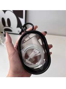 1pc Compact Transparent Zipper Storage Bag With Keychain - PVC, Suitable For Keys, Earphones, Chargers & Travel Accessories, Available In Black & White, Outdoor Travel Storage - Multicolor - View 12