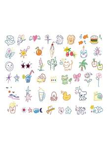 夏季迷你小图彩色纹身贴纸高级手指多巴胺可爱彩绘贴纸