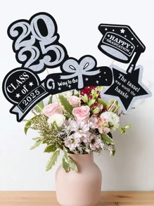 5Pcs Class Of 2025 Graduation Party Decorations Kit | 2025 Grad Decor Supplies, Spring-Summer 2025 Centerpiece Set, Aesthetic Cake Toppers & Floral Vase Inserts, Photo-Ready Grad Party Backdrop Props, Instant Checkout Best Seller, Limited Edition Grad Gifts, Unforgettable 2025 Grad Celebration Decor - Multicolor - View 4