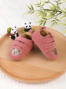 1 双幼儿男孩/女孩卡通熊钩环设计运动平底鞋，防滑婴儿学步鞋，适合 0-1 岁，春/秋/冬