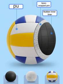 1pc Multi-Color PU Stitched Volleyball, , Elastic, High-Bounce 5# Beach Volleyball For Competition And Training