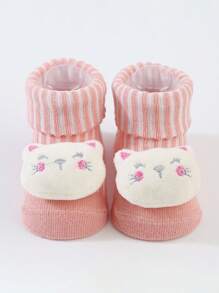 1 Pair Cartoon Doll Knitted Socks (No Transparent Sock Holder), Unisex Kids/Toddlers Socks, Y2K Style Outdoor Cold-Proof Casual Versatile Winter Warm Socks Suitable For Daily Wear