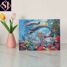 1000 piezas de rompecabezas rompecabezas juguetes de rompecabezas de papel para adultos y niños (rompecabezas de delfines) - Multicolor - Ver 1