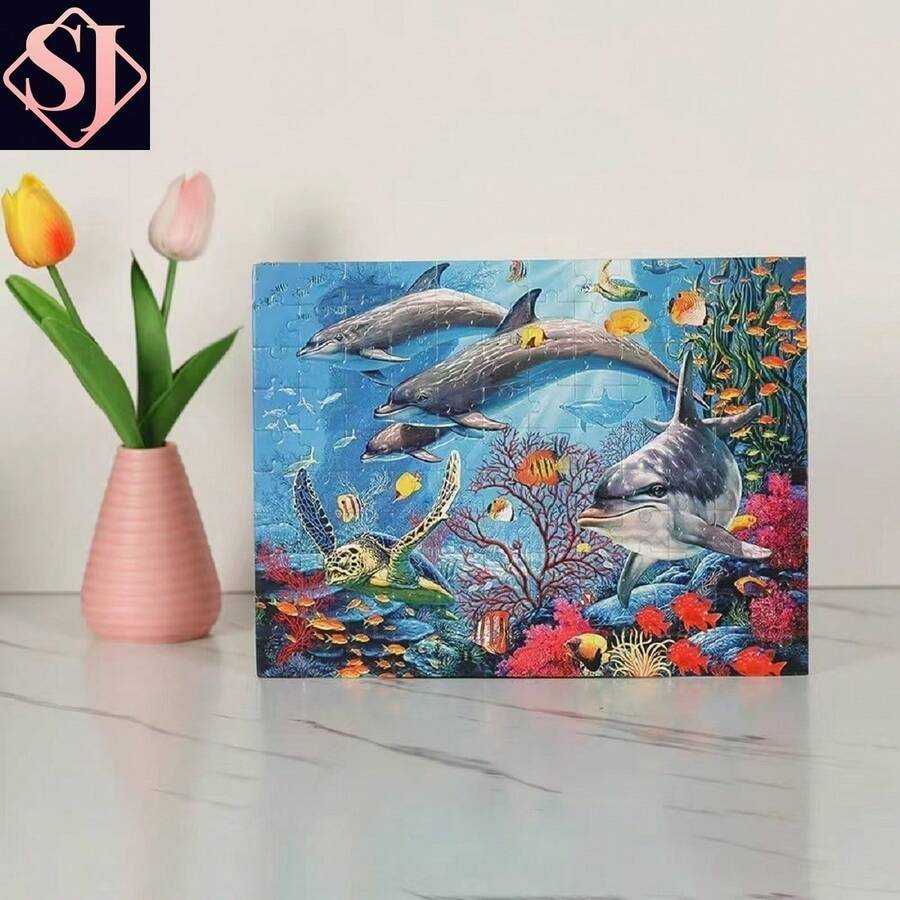 1000 piezas de rompecabezas rompecabezas juguetes de rompecabezas de papel para adultos y niños (rompecabezas de delfines) - Multicolor - Ver 1