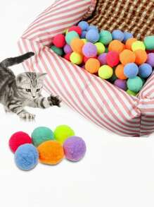 50 stuks kleurrijke interactieve pluche kattenliefhebber en kattenmoeder houden van speelgoedballen, kauwbestendige veer kattenliefhebber en kattenmoeder houden van trainingsspeelgoed, kattenliefhebber en kattenmoeder houden van en hondenliefhebber en hondenmoeder houden van entertainmentbenodigdheden
