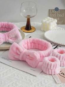 1 Face Wash Headband/2 Face Wash Wristbands/3 Sets Of Spa Headbands, Makeup Headbands, Face Wash Headbands, Skin Care Headbands, Bows, Bubbles, Spa Headbands, Wristbands, Sets Of Hair Accessories For Women And Girls Back To School