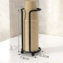 1PC Iron Double Tube Disposable Cup Holder, Space-Saving Tabletop Storage Rack For Wedding, Home, Office, Bar, Cafe - Sturdy, Easy To Use, Convenient Cup Organizer