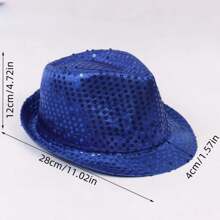 1pc Unisex Magic Performance Sequin Decorated Jazz Hat, Suitable For Stage And Magic Show - Multicolor - View 2