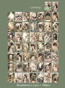 100 Peças/Pacote Folhas de Papel de Bottom Vintage para Decoração DIY, Scrapbooking, Junk Journal, Planejador, Papel Artesanal, Material Escolar, De Volta às Aulas