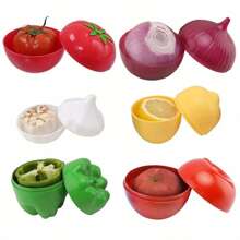 1/2/4/5/6 Pcs Lemon & Onion Shaped Food Storage Containers - Multipurpose Plastic Containers, Freezer , Flip-Top Lid, Hand Wash, No Electricity Needed - Fruit & Vegetable Shaped Kitchen Food Savers