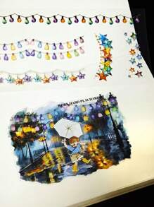 1 本书/18 张大尺寸复古灯柱和月光模切贴纸套装，适用于制作卡片、DIY 计划簿、剪贴簿、相册装饰、学校用品、返校 - 彩色 - 查看 8