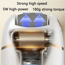 SOKANY Polisseur de pieds électrique, batterie lithium-ion rechargeable USB (400mAh), 2 vitesses réglables, avec éclairage LED, design portable sans fil, tête de meulage amovible, convient pour les beautés de pieds portables à peau épaisse, outils de soins de la peau, basse tension ≤36V, batterie rechargeable, facile à utiliser